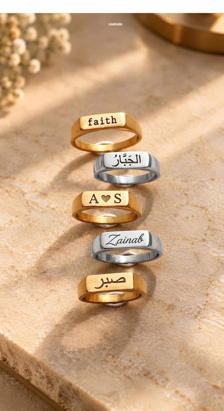 Customized Arabic Calligraphy Bar Ring