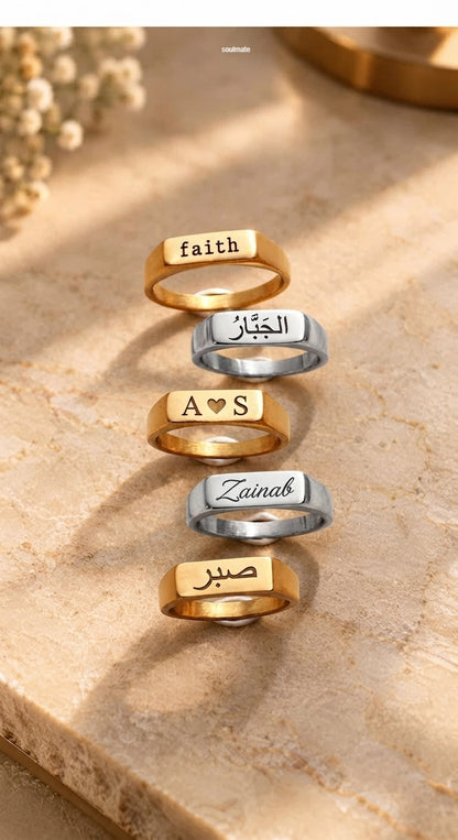 Customized Arabic Calligraphy Bar Ring